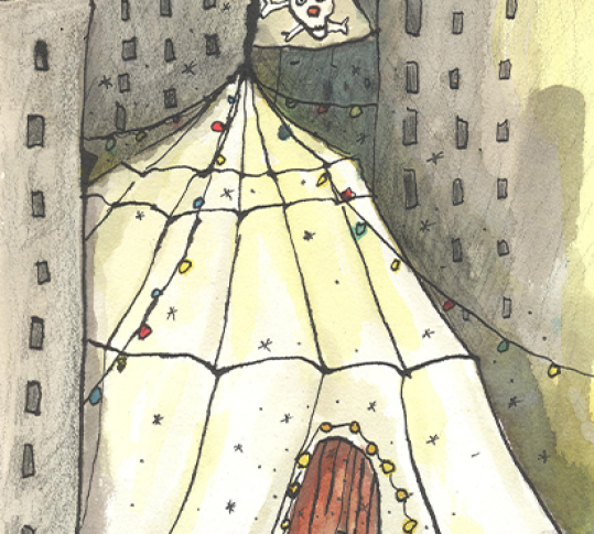 Illustration du chapiteau de la compagnie Les Colporteurs à l'Espace Cirque d'Antony